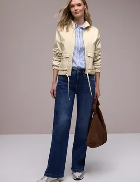 Jacke mit Tunnelzug und Zipper female Beige - Street One - FashionsVida