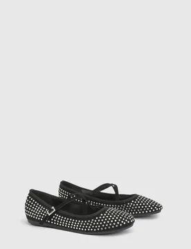 Womens : Lucinda Faux Suede Cross Strap Diamante Ballerinas - Black - Size Uk 4 - Faith - FashionsVida