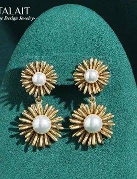 Vintage Pearl Drop Earrings Gold Color Cubic Daisy Woman Luxury Quality Jewelry 2026 High Brand Daily Charm Accessories New Gift - Aliexpress - FashionsVida