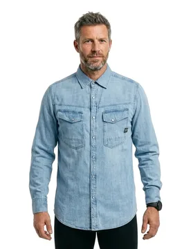 Chemise à Manches Longues D23616-d252 Sun Faded Blue Mist M - G-Star - FashionsVida