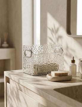 Organizer trasparente per cosmetici con manici - clear