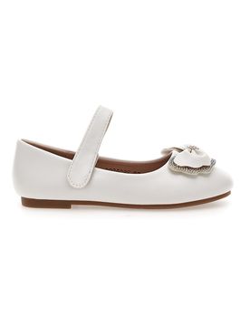 Ballerine bianche con fiocco iridescente 392608S 36