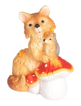XXL-Dekofigur „Fuchs und Igel“ braun orange