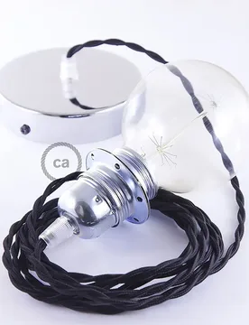 Cables Lampe Suspendue Pendel Pour Abat-jour Tm04 1 M Black / Chrome Plated One Size - Creative - FashionsVida