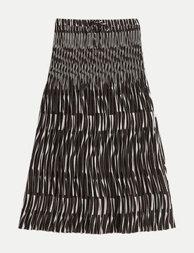 Bedruckter Plisseerock Ribane Bamboo Schwarz 42