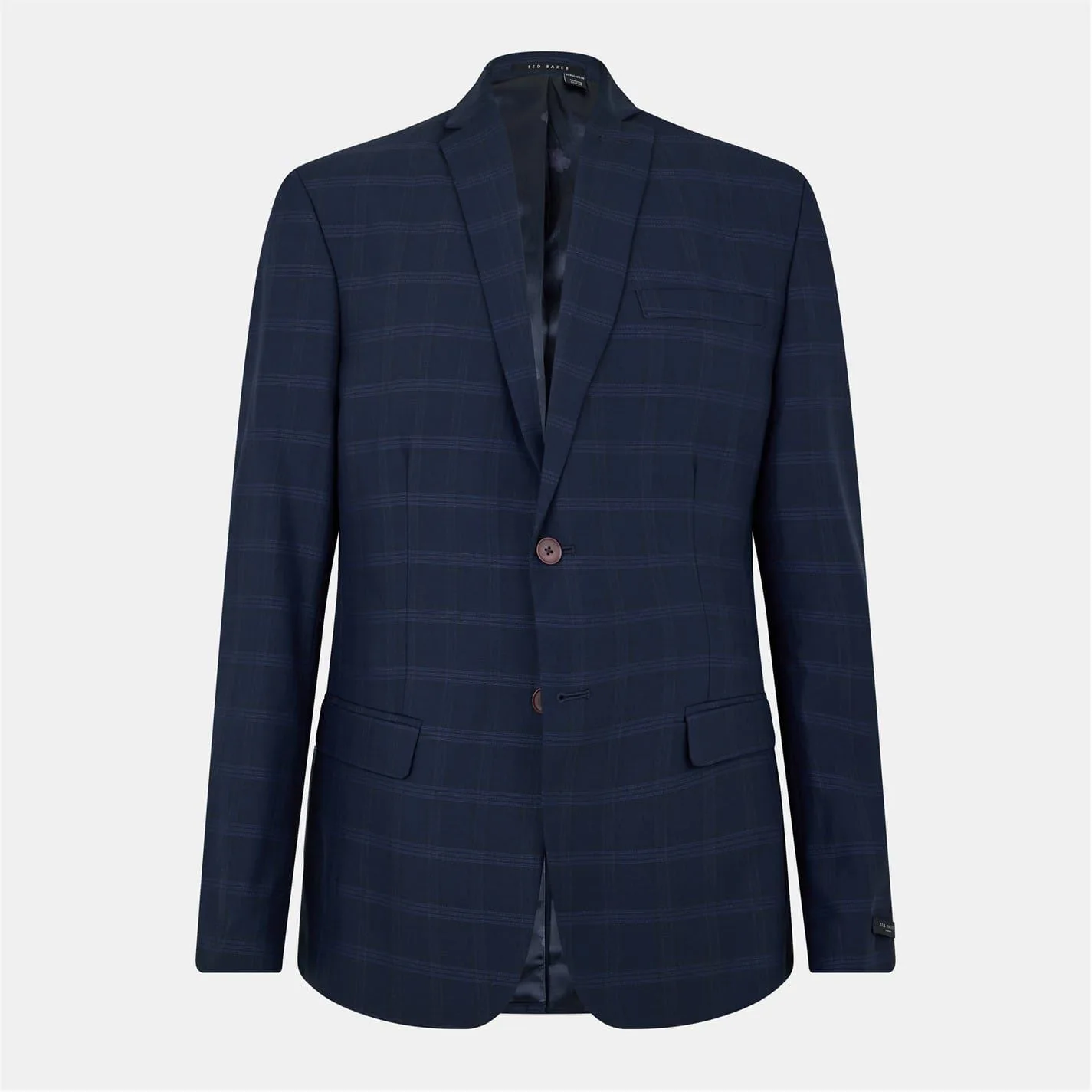 Mens Rust Plaid Flap Pocket Suit Jacket In Navy - Size 42 (Chest) - Ted baker - FashionsVida