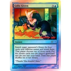 Gifts Given (2007 Happy Holidays foil) Promotional Cards