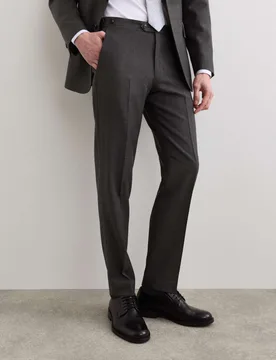 Tailored Fit Pure Wool Twill Suit Trousers Charcoal male - Jaeger - FashionsVida