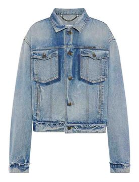 Giacca in denim di cotone azzurro