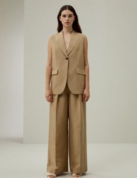 Blazer En Len Mélange Soie-Lin Coupe Classique Mélange Soie-Lin Simple Et Classique Anti-Allergies M
