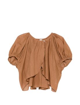 Ruffled Sleeve Linen Blouse