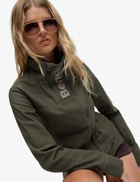 Superdry Damen Bench Ripstop-jacke mit Doppeltem Reißverschluss Green - Größe: L