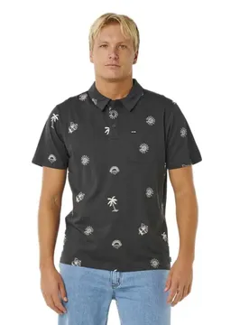 Polo à Manches Courtes Sessions Washed Black S