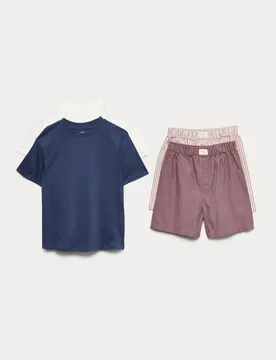 Pack Pure Cotton Pyjama Sets (6-16 Yrs) Brown Mix male - M&S - FashionsVida