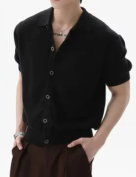 Spring/summer New Commuter Breathable Knitted Polo Shirt Short-sleeved Men's Casual Slimming Fashion - Aliexpress - FashionsVida