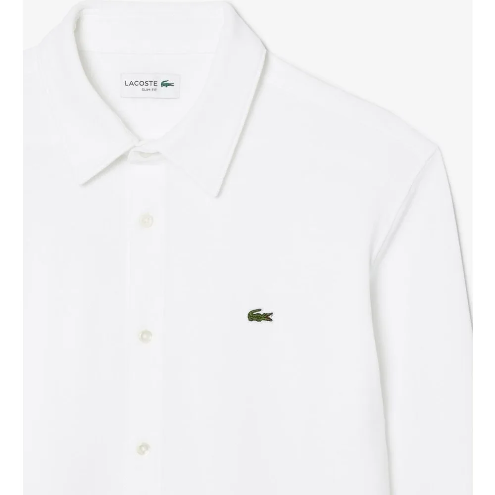 Camisa de hombre de piqué de algodón de corte ajustado - Lacoste - FashionsVida