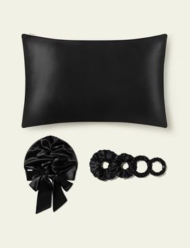 Ensemble Soin Cheveux Soie 50x70cm - Taie d'Oreiller, Bonnet Nuit & Chouchous