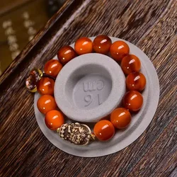 Natural mountain turtle round bead bracelet with a single-loop "return to the past life" pendant, Tibetan-style vintage jewelry