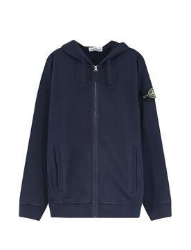 Men's Cotton Zip-Up Hooded Sweatshirt with Adjustable Drawstring and Ribbed Cuffs