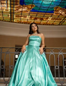 Fivsole Turquoise Strapless A Line Prom Gowns Corset Back Party Gown Floor Length Evening Dress vestido de noche Customized - Aliexpress - FashionsVida