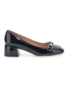 Ballerine nere effetto vernice con morsetto frontale e tacco basso 9401Q13 40