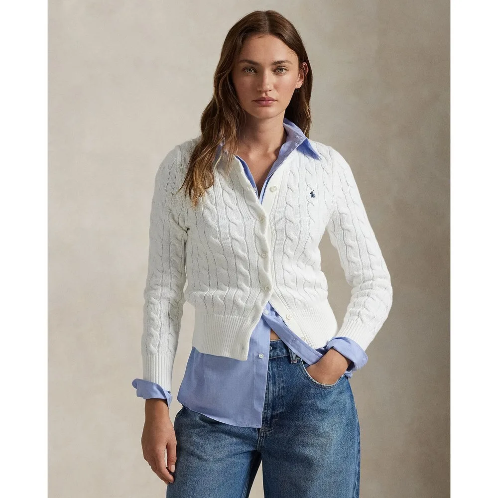 Cárdigan de mujer de algodón en punto de ochos - Polo Ralph Lauren - FashionsVida