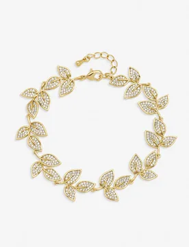Women's Gold Plated & Cubic Zirconia Leaf Bracelet - Gold - Size: One Size - Jon Richard - FashionsVida