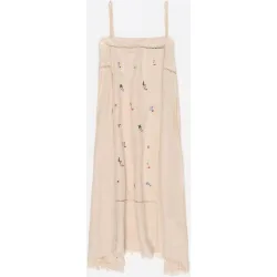 Vestido línea a minibordados lino