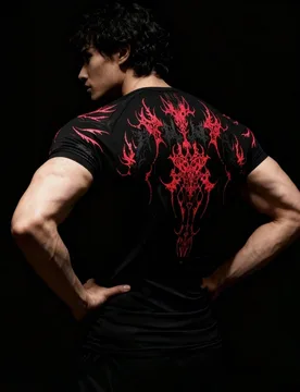 Camiseta deportiva de manga corta y ajuste slim con estampado retro para hombres, camiseta de entrenamiento, camiseta de gimnasio para hombres, camise - Shein - FashionsVida