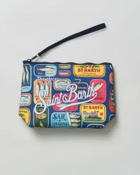 Pochette Aline in neoprene con stampa scatole di sardine