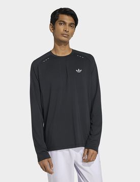Mens MAGLIA TECH TREFOIL ESSENTIALS POLIESTERE A MANICHE LUNGHE - Nero, nero nero Uomo taglia XL
