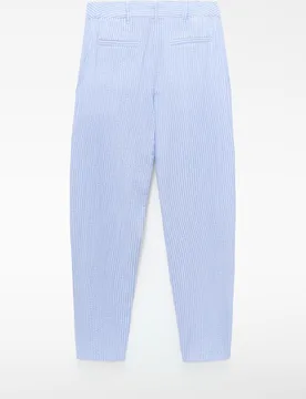 Pantalones anchos de mujer barrel fit en tejido seersucker - Adolfo Dominguez - FashionsVida