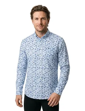 Chemise à Manches Longues Premium Flower Prints Strong Blue S
