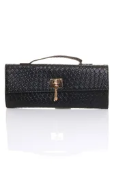 Top Handle Party Woven Weave Clutch Bag - Black - Size: One Size