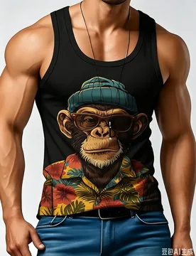 Men's Chimpanzee Graphic Tank Top, Tropical Print Sleeveless Shirt Casual Streetwear Summer Thin Style Top - Aliexpress - FashionsVida
