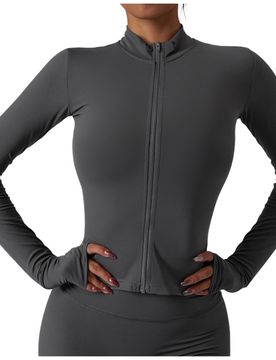 Felpa grigia con zip traspirante fitness palestra SEIGS003