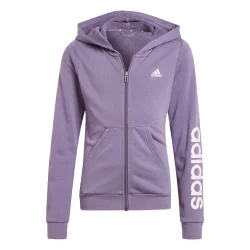 Kids Unisex Essentials Linear Logo Full-Zip Hoodie - Purple Cotton - Size 13-14y