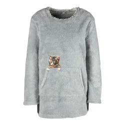 Kuschel-Pullover "Kater Carlo" L grau