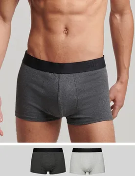 Superdry Herren Organic Cotton Trunk Doppelpack mit Offset-logo Dunkelgrau - Größe: Xxl - 29.99 - FashionsVida