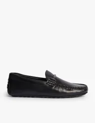 Leather Slip On Moccasins Black male