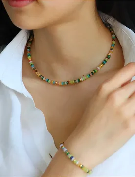 Classic Light Luxury Abacus Bead Chain Colored Bead Necklace Versatile High-end Exquisite Simple Niche Collarbone Chain Bracelet - Aliexpress - FashionsVida