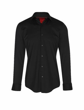 HUGO Jerseyhemd Slim Fit KENNO schwarz 43 herren