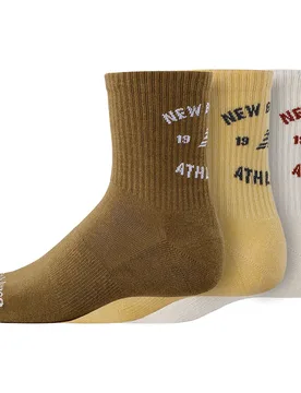 Graphics Qtr Crew Socks 3 Pairs Brown UK 9-11 Men,Women - New Balance - FashionsVida