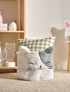 Cesto portaoggetti con motivo di gatto - multicolor