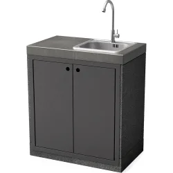 Modulo Tuozi Black Venit 78 Con Fregadero Derecha Y Dupla Puerta Veno