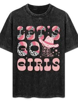 Leopard Print Let's Go Girls Cowboy Boots Cowgirl Hat Bridal T-Shirt Worker Basic Short Sleeve Tee - Aliexpress - FashionsVida