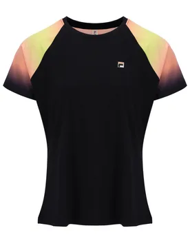 Black Backspin Tennis Short Sleeve Top - UK 8 - FILA Tennis - FashionsVida