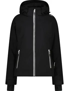 Zip Hood Damen Skijacke, schwarz D44