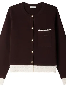 Cárdigan de punto de mujer con encaje pointelle y botones - sandro - FashionsVida