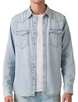 Barstow western standard camisa manga corta hombre Azul (M) - Levis - FashionsVida